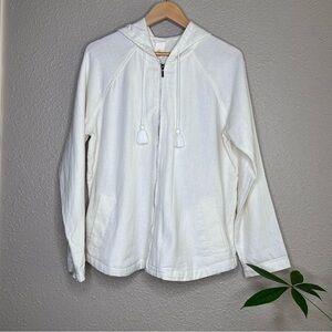 Westbound Cream Linen Blend Full Zip Hoodie